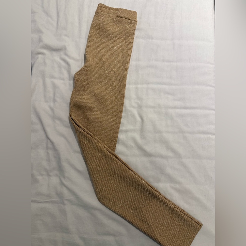 Zara Metallic Gold Ribbed Pants - Picture 4 of 4